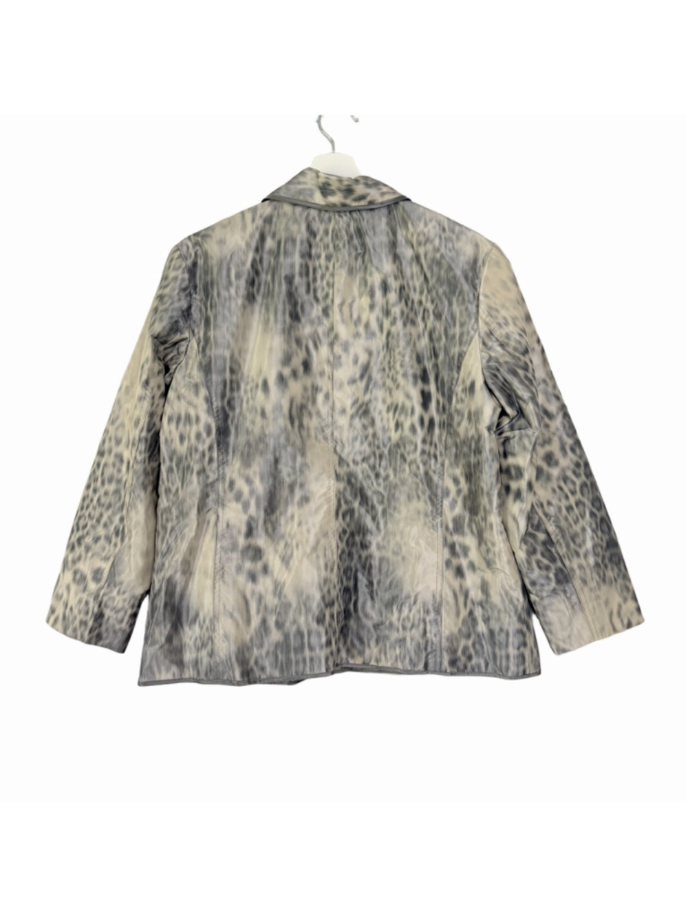 Chico's Gray Beige Leopard Print Blazer Jacket Women's Size 2 US Large - Picture 3 of 10